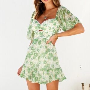 Hello Molly Green Floral Dress